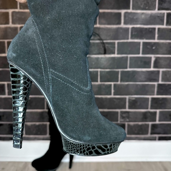 BLACK SUEDE LEATHER HIGH BOOTS - Picture 8 of 9